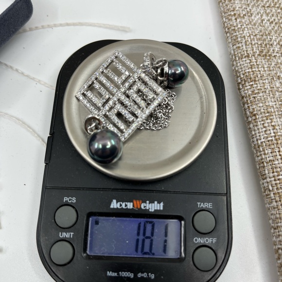 Joseph Esposito 925 Diamonique Necklace with Black Cultured Pearls – 18-20" - Picture 10 of 16